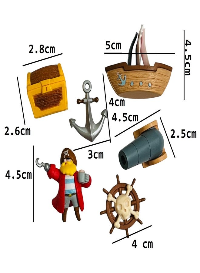 Moira Miniature Pirate Themed Decoration Set, 6 Pieces, Includes Ship Wheel, Treasure Chest, Anchor, Barrel and Figurine - Image 3